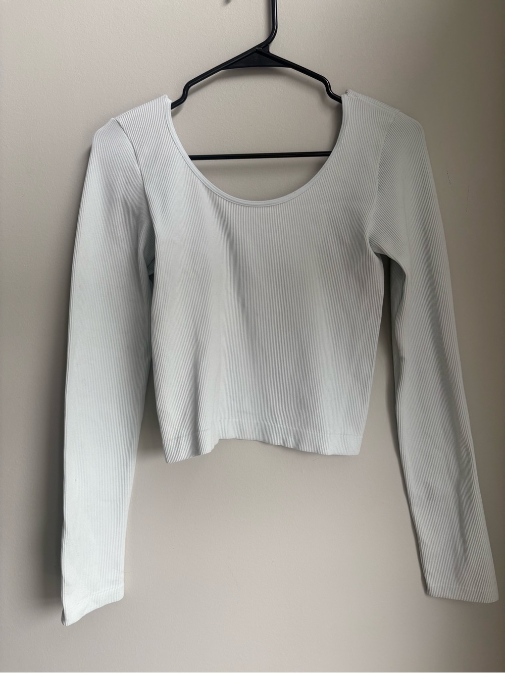 Wild Fable Baby Blue Ribbed Scoop Neck Long Sleeve Top Size M